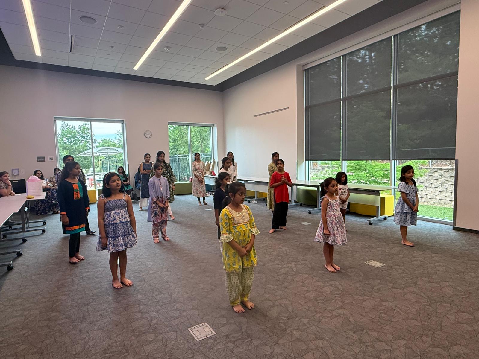 Kathak Kadam students practicing Kathak together